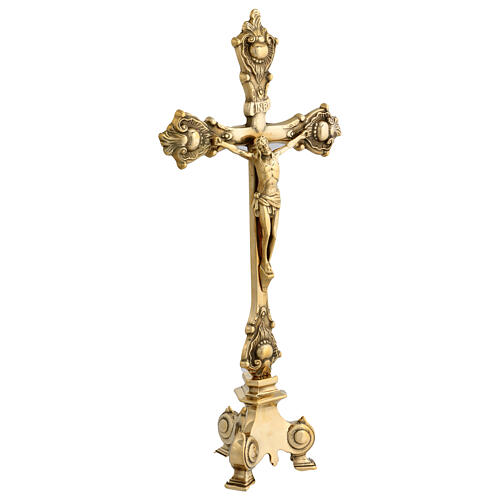 Standing budded cross, 16 in, gold plated brass 3