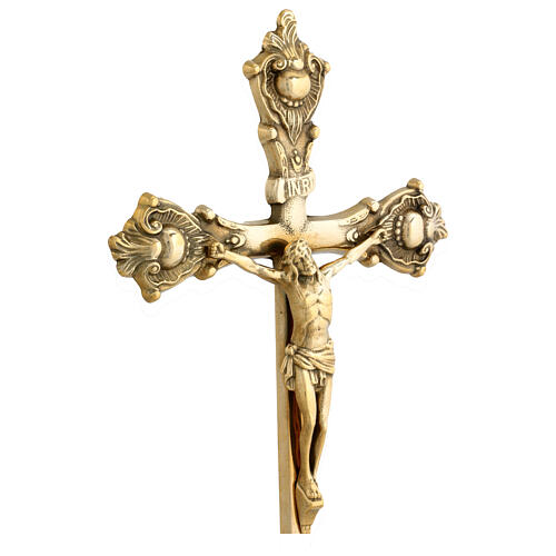 Standing budded cross, 16 in, gold plated brass 5