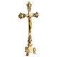 Standing budded cross, 16 in, gold plated brass s3