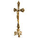 Standing budded cross, 16 in, gold plated brass s6