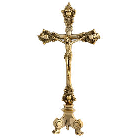 Table trefoil cross 40 cm golden brass