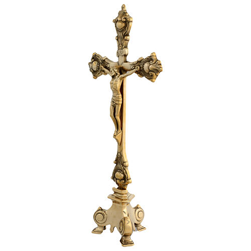 Table trefoil cross 40 cm golden brass 6