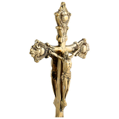 Cruz doble altar latón dorado 40 cm 4