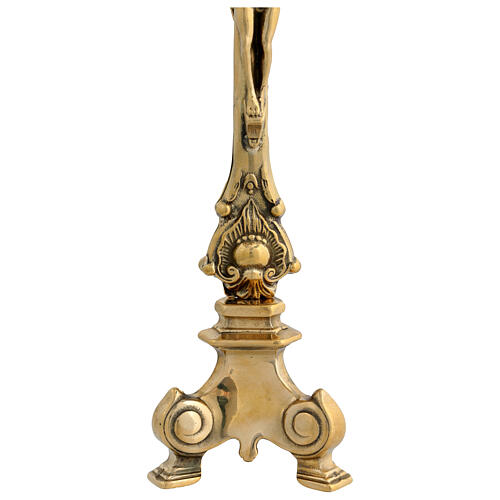 Cruz doble altar latón dorado 40 cm 6