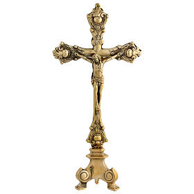 Cruz dupla altar latão dourado 40 cm