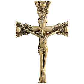 Cruz dupla altar latão dourado 40 cm