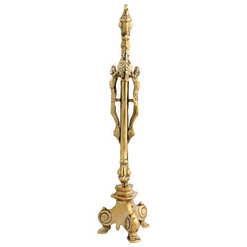 Golden brass double altar cross 40 cm 5