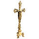 Golden brass double altar cross 40 cm s3