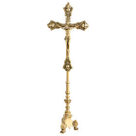 Crocefisso da tavolo ottone dorato 60 cm