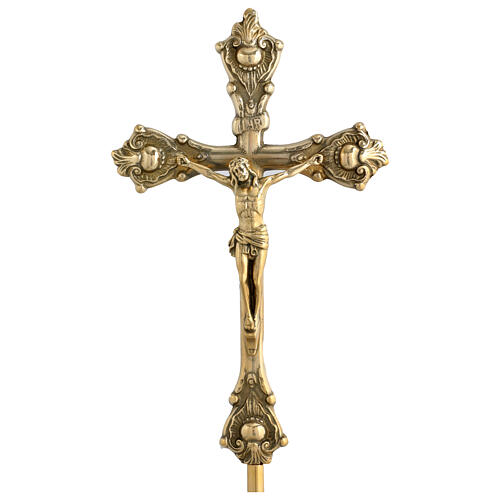 Golden brass table crucifix 60 cm 2