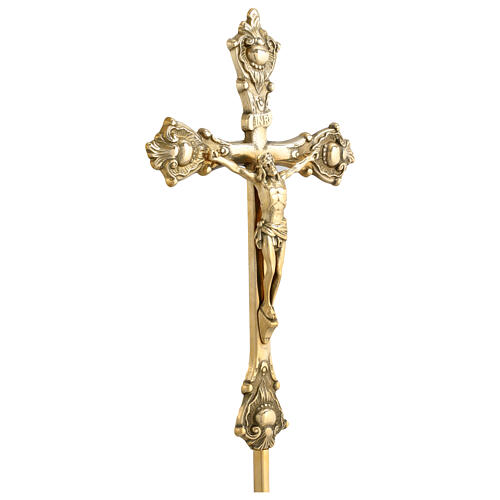 Golden brass table crucifix 60 cm 4