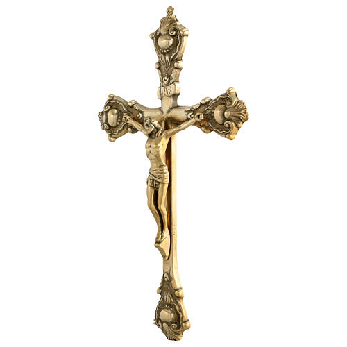 Golden brass table crucifix 60 cm 5