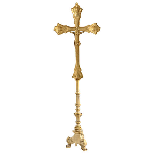 Golden brass table crucifix 60 cm 8