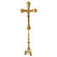 Golden brass table crucifix 60 cm s8