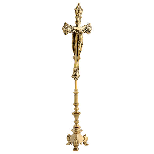 Croce da altare doppia ottone dorato 60 cm 3
