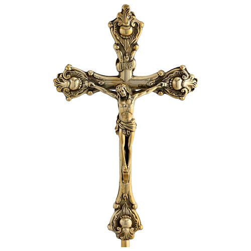 Double golden brass altar cross 60 cm 2