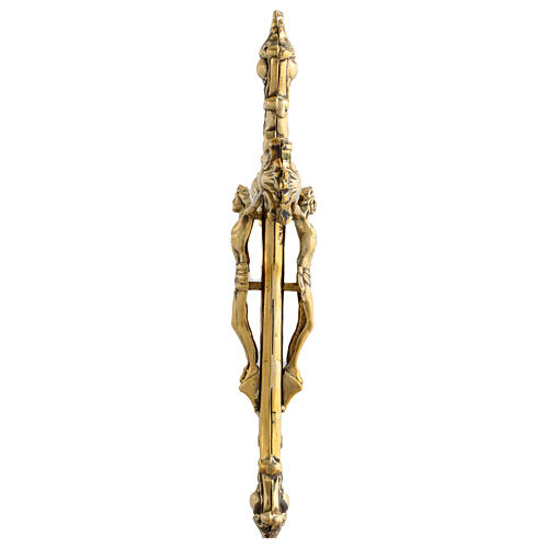 Double golden brass altar cross 60 cm 6