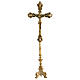 Double golden brass altar cross 60 cm s1