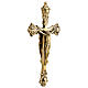 Double golden brass altar cross 60 cm s5