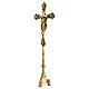 Double golden brass altar cross 60 cm s7