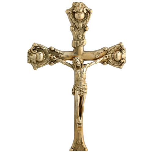 Golden brass table crucifix 37 cm 2