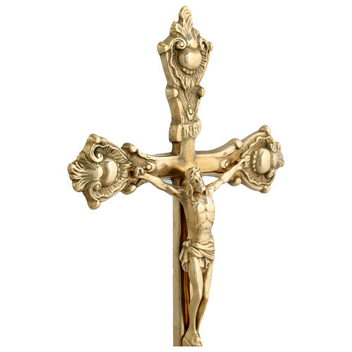 Golden brass table crucifix 37 cm 4