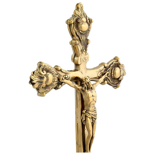 Crocifisso doppio ottone dorato 35 cm 4