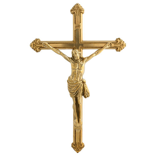Crocifisso ottone dorato da muro 45x30 1