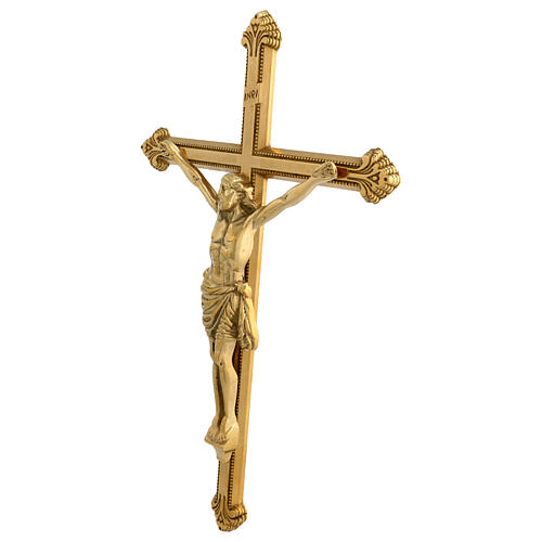 Golden brass wall crucifix 45x30 5