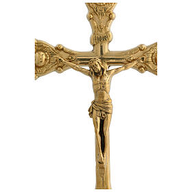 Wall mounted budded cross, gold plated brass, 12x8 in