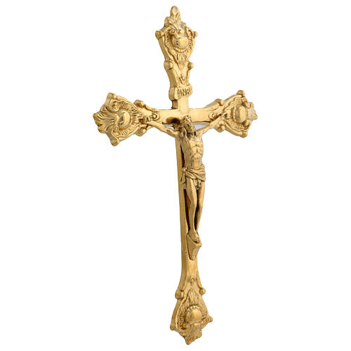 Golden brass trefoil wall cross 30x20 cm 3