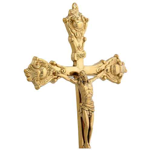 Golden brass trefoil wall cross 30x20 cm 4