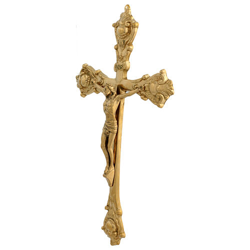 Golden brass trefoil wall cross 30x20 cm 5