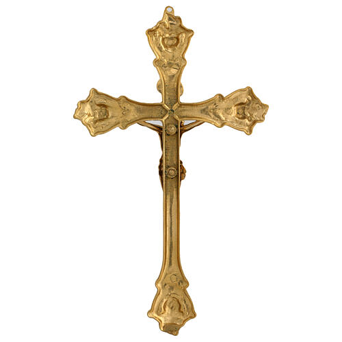 Golden brass trefoil wall cross 30x20 cm 6