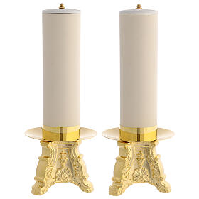 Pair of altar candle holders, 15x5 in