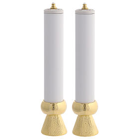 Par de castiçais com velas falsas de 26 cm
