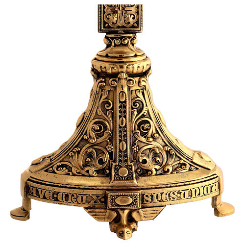 Croix d'autel biface et chandeliers laiton bruni h 54 cm 6