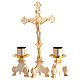 Cruz de mesa doble y dos candeleros dorados 30x15 cm s1