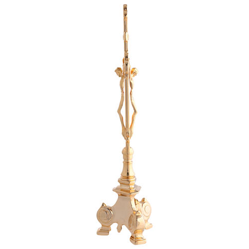 Croix d'autel double et paire de chandeliers dorés 30x15 cm 3