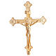 Croix d'autel double et paire de chandeliers dorés 30x15 cm s2
