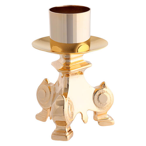 Double-sided altar cross and pair of golden candle holders 30x15 cm 5