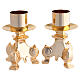 Double-sided altar cross and pair of golden candle holders 30x15 cm s7