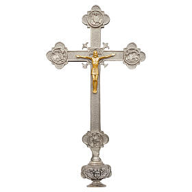 Croce stile barocco fusione in bronzo finitura argentata 70 cm