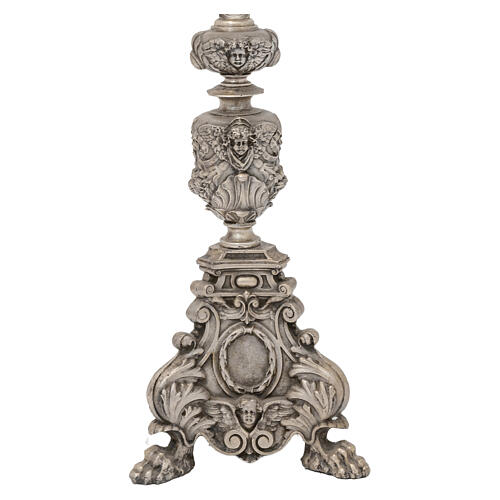 Baroque cross, cast bronze with silver finish, 47 in 3