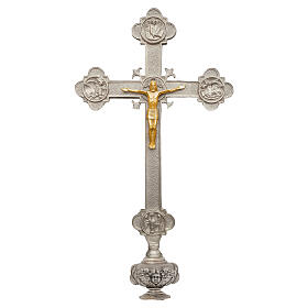 Baroque Style Bronze Casting Silver-Finish Cross, 120 cm