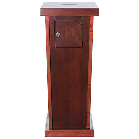 Dark wood church offering box, 31.5x12x12 in
