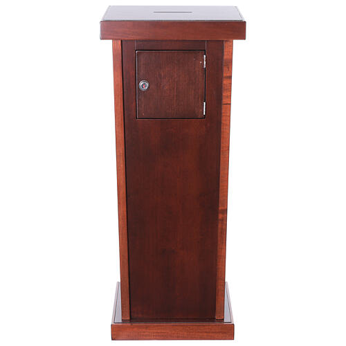 Dark wood church offering box, 31.5x12x12 in 1
