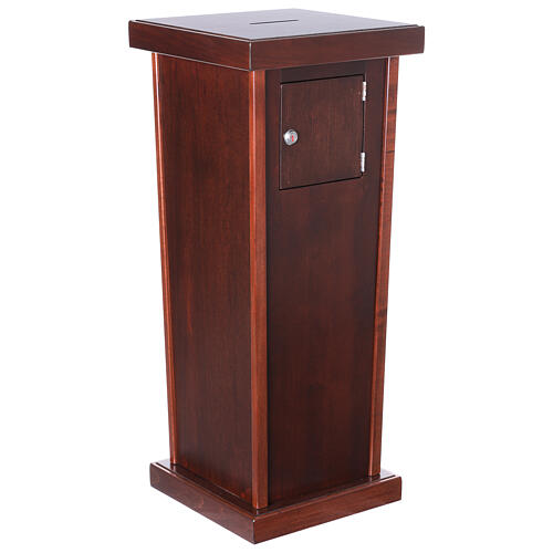 Dark wood church offering box, 31.5x12x12 in 5