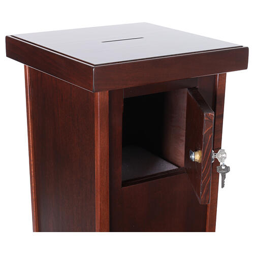 Dark wood church offering box, 31.5x12x12 in 6
