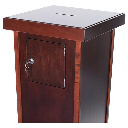 Dark wood church offering box, 31.5x12x12 in 7